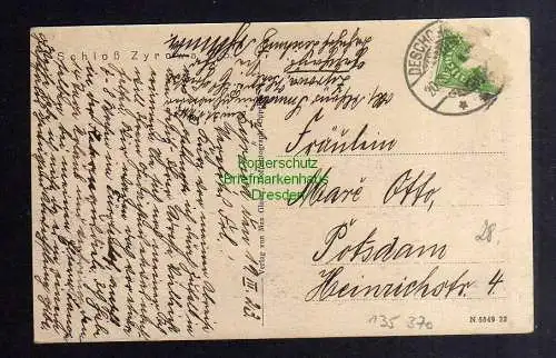 135370 AK Schloß Zyrowa Oberschlesien 1923 bei Zdzieszowice Deschowitz