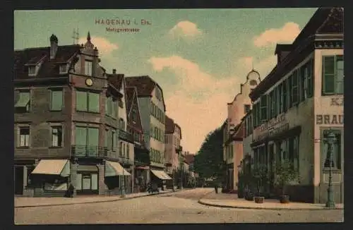 134843 AK Hagenau i. Elsass  Haguenau  Metzgerstrasse 1906