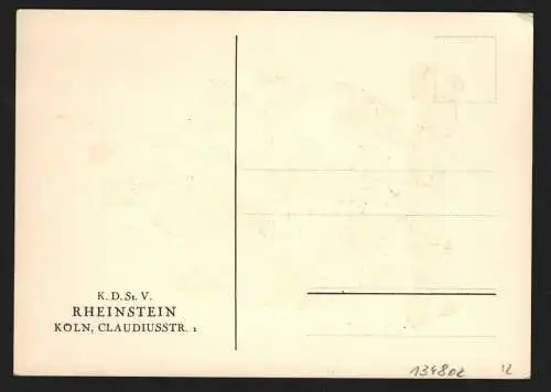 134802 AK Rheinstein Köln Claudiusstr. 1 Studentika Burschenschaft Wappen