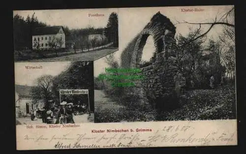 134592 AK Kloster Nimbschen bei Grimma 1908 Wirtschaft Forsthaus