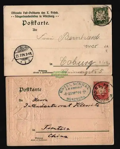 134495 2 AK Würzburg 1904 Fränkisches Sängerbundfest Würzburger Glöckle geprägt