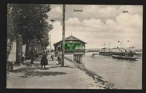 134383 AK Zemun Semlin Belgrad Quai 1915 Feldpost Abt. 5 Lazarettzüge Serbien