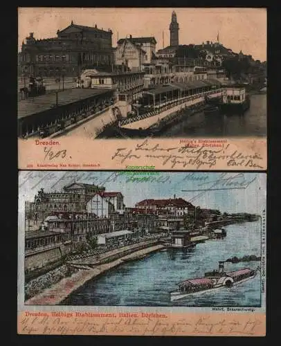 134330 2 AK Dresden 1901 Helbigs Etablissement Italienisches Dörfchen Seidenkart