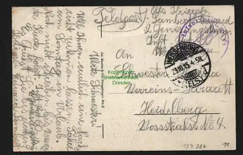 134386 AK Weissenburg Elsass Kleiner Platz Feldpost 1915