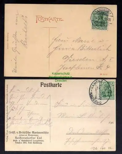 132561 2 AK Rödertal Marienmühle 1909 Johannes Bindermann Seifersdorfer Tal Post