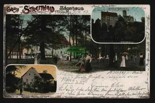 132689 AK Frohburg Litho  Streitwald Jägerhaus Gasthaus Burg Gnandstein 1903