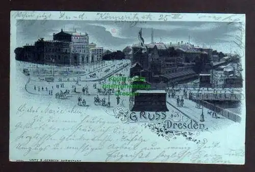 131715 AK Dresden 1899 Semperoper Schlossplatz Mondscheinlitho silberdruck