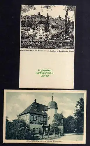 131854 2 AK Schloss Hoflössnitz mit histor. Weinpresse  Bismarckturm