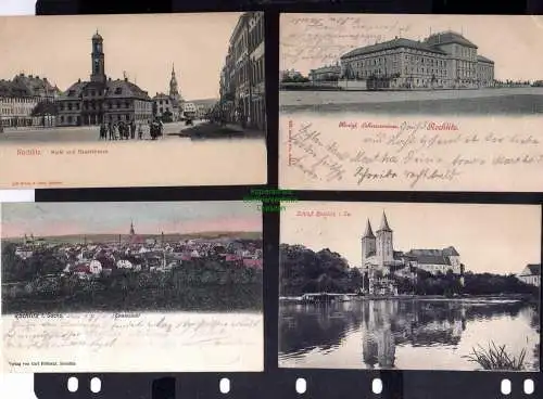 131925 4 AK Rochlitz Lehrerseminar 1900 Schloß 1916 Markt Hauptstraße Panorama