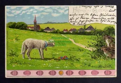 131391 AK Fröhliche Ostern Künstlerkarte Mailick Ostereier Osterlamm 1902