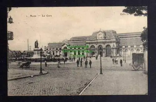 131334 AK Mons Belgien La Gare Bahnhof 1915