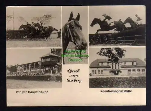 131002 AK Boxberg bei Gotha Rennbahngaststätte 1961 Pferderennen Haupttribüne