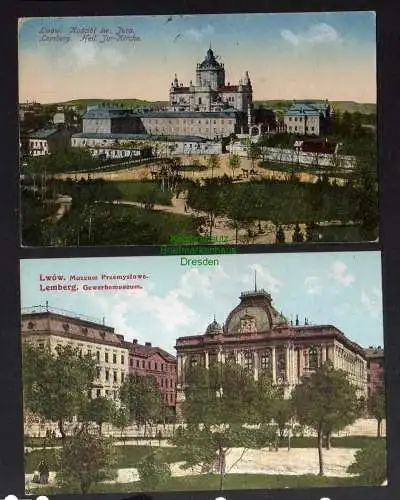 130926 2 AK Lwiw Lemberg Gewerbemuseum Heil Jur Kirche Feldpost 1917