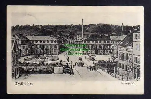 131116 AK Zweibrücken 1905 Herzogsplatz mit Brücke