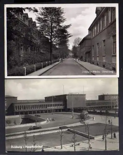 130348 2 AK Duisburg Wedau Ulmenweg 1942 Hauptbahnhof Fotokarte 1942