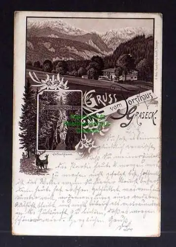 130477 AK Braunlitho Gruss vom Forsthaus Graseck Partnachklamm bei Garmisch