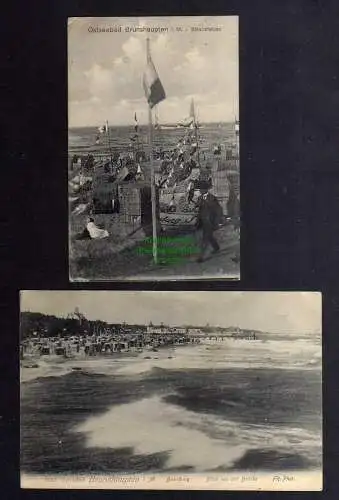 129996 2 AK Ostseebad Brunshaupten 1918 Brandung Strandleben