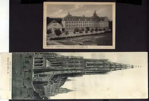 130079 2 AK Ulm a. D. Münster Klappkarte Wagnerschule Lazarett 1917