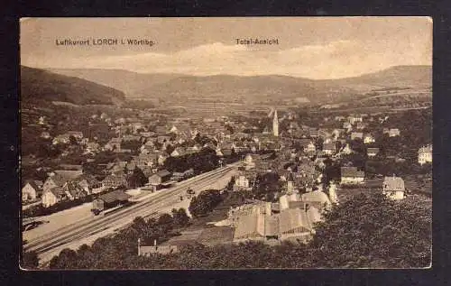 130062 AK Lorch Württ. Totalansicht Bahnhof Gleisanlage 1919