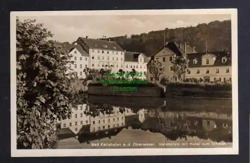 130182 AK Bad Karlshafen a. d. Oberweser 1940 Hafenplatz mit Hotel zum Schwan