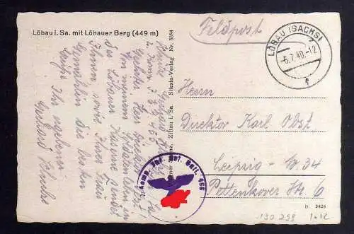 130299 AK Löbau mit Löbauer Berg 1940 Feldpost