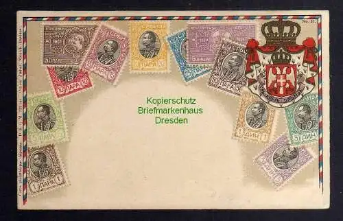 129757 AK Philatelie Postkarte Kreta Wappen geprägt um 1910