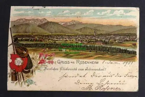 129797 AK Rosenheim Litho 1901 Jahreswechsel Wappen