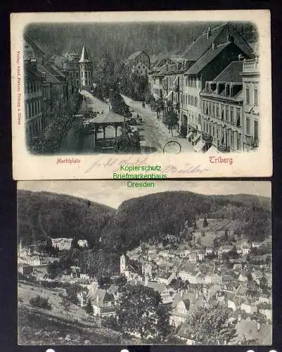 129870 2 AK Triberg im Schwarzwald 1913 von der Bergstraße Reliefkarte Markt