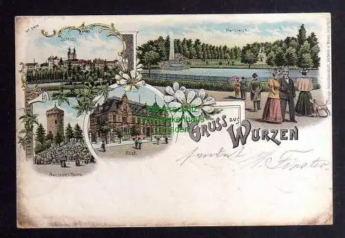 129214 AK Wurzen Litho 1900 Schloss Post Aussichtsturm