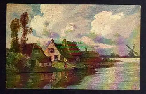 129464 AK Künstlerkarte 1911 Holland Windmühle Gemälde Burgpreppach