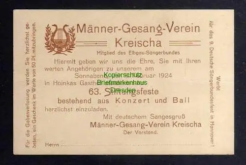 129239 AK Kreischa Männer Gesang Verein 1924 63. Stiftungsfest