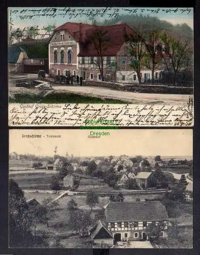 129391 2 AK Großschirma Totale Niederdorf 1912 Gasthof Groß Schirma 1905