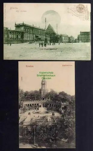 129155 2 AK Breslau Kgl. Schloss um 1900 Liebichshöhe um 1910