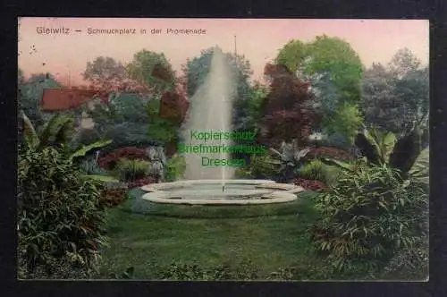 129115 AK Gleiwitz 1913 Schmuckplatz in der Promenade Springbrunnen