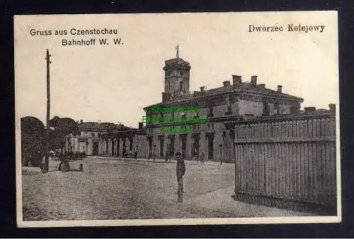 129164 AK Czenstochau Tschenstochau Bahnhof Dworzec Kolejowy 1919