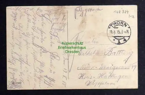 128924 AK Thorn Wpr. Rathaus 1915 Feldpost