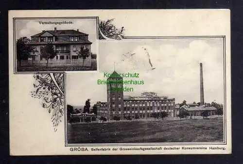 128740 AK Gröba Riesa 1913 Verwaltungsgebäude Seifenfabrik Hamburg