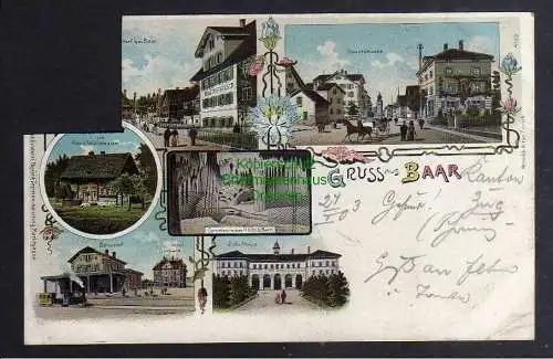 128597 AK Baar Zug 1903 Litho Schule Bahnhof Hauptstrasse