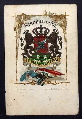 128274 AK Wappenkarte Niederlande um 1900 Kunstverlag Paul Kohl Chemnitz