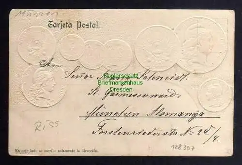 128307 AK Münzprägekarte Argentinien Argentina Fahne Flagge um 1905