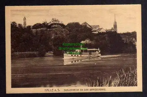 128359 AK Halle Saale Saalepartie an der Bergschenke Dampfer um 1935