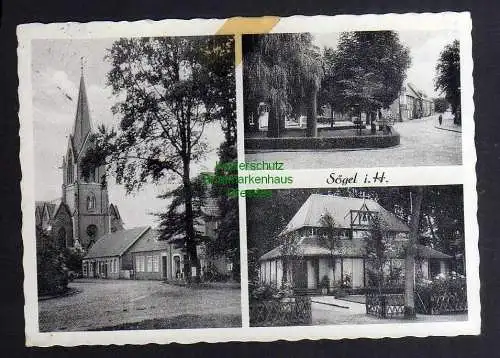 128524 AK Sögel i. H. 1958 Kirche Kapelle mit Glocke