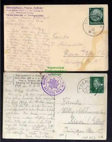 128053 2 AK Törwang Samerberg Rosenheim 1930 Alpengasthaus Pension Duft Bräu