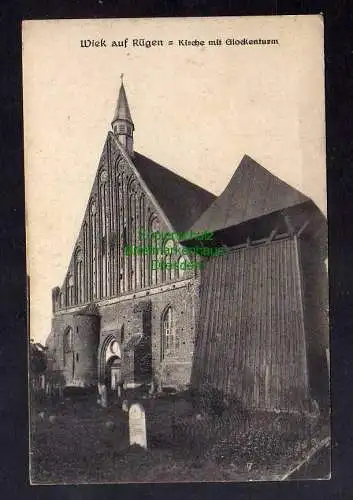 128147 AK Wiek auf Rügen um 1925 Kirche und Glockenturm