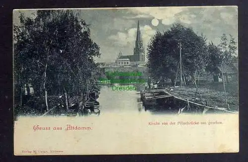 127904 AK Dabie Altdamm Alt-Damm Stettin Szczecin Kirche Mondscheinkarte um 1900