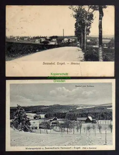 128175 2 AK Hermsdorf Erzgebirge 1916 Mitteldorf Gasthaus z. Zollhaus Winterbild