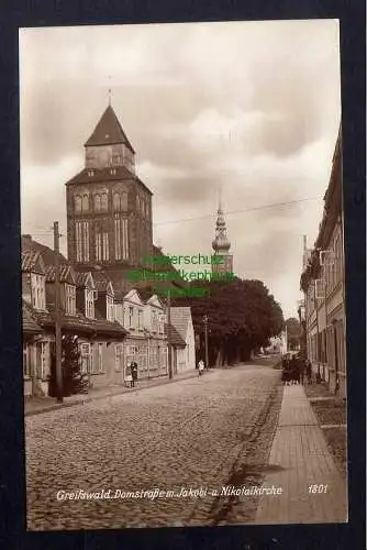 128143 AK Greifswald Domstraße Jacobi- und Nicolaikirche 1926