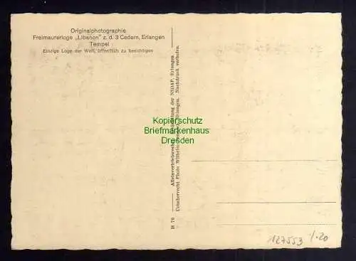 127553 AK Erlangen Freimaurerloge Libanon z. d. 3 Cedern um 1940 Tempel