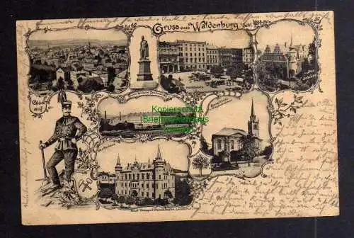 127524 AK Waldenburg Schlesien Schloss Denkmal Bergmann Glück Auf Rathaus 1900