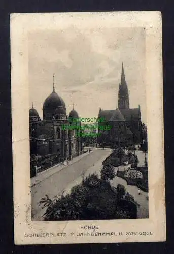 127726 AK Hörde Dortmund 1914 Schillerplatz m. Jahndenkmal u. Synagoge